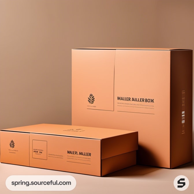 Two large brown mailer boxes on a beige background.