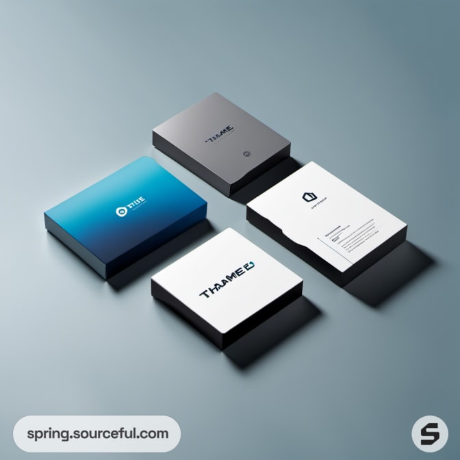 Four boxes with varying blue shades and sleek design.