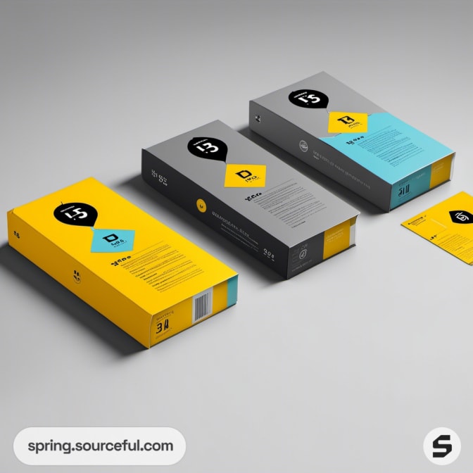 Yellow and grey rectangular packaging on a white background.