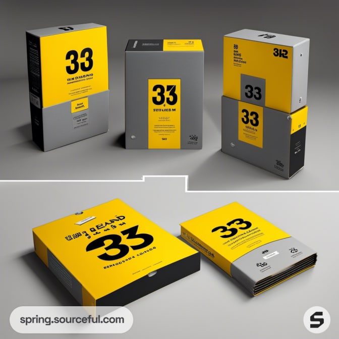 Stacked yellow and grey boxes with bold numbers.