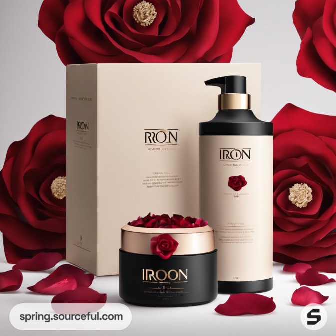 Lotion and cream in boxes with rose design
