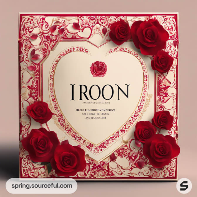 Heart-themed box with red roses