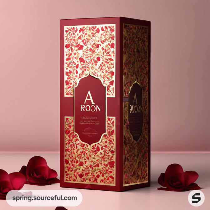 Red and gold floral patterned box