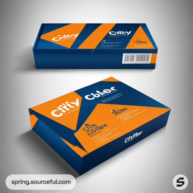 Two flat blue-orange boxes with graphic design.