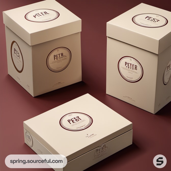 Cream nesting boxes with circular 'Peter Pest' labels.