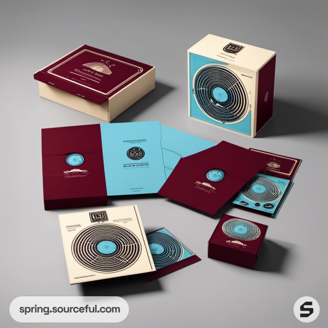 Record-themed packaging with contents displayed.