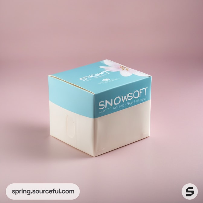 Simple square box with blue and white floral accents.