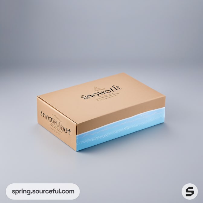 Brown and blue tissue box with minimal design.