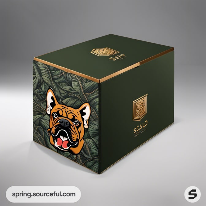 Green box with dog illustration