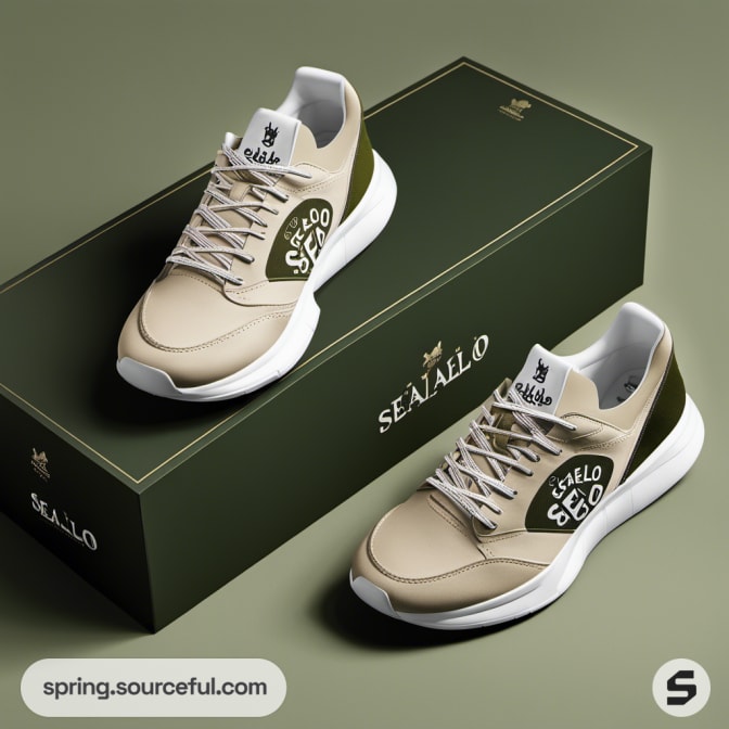 Beige sneakers in elegant green box