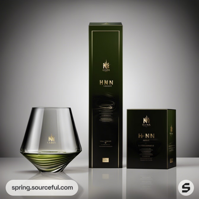 Green box and elegant glass with modern design