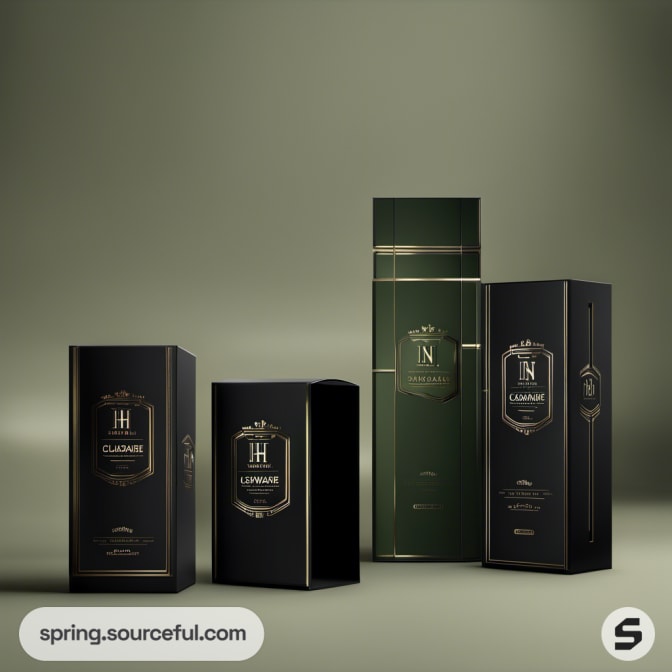 Assorted luxury boxes in dark green sleek designs