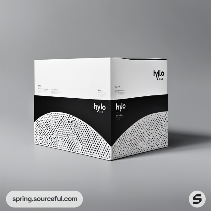 White and black box with geometric pattern and minimalist design.