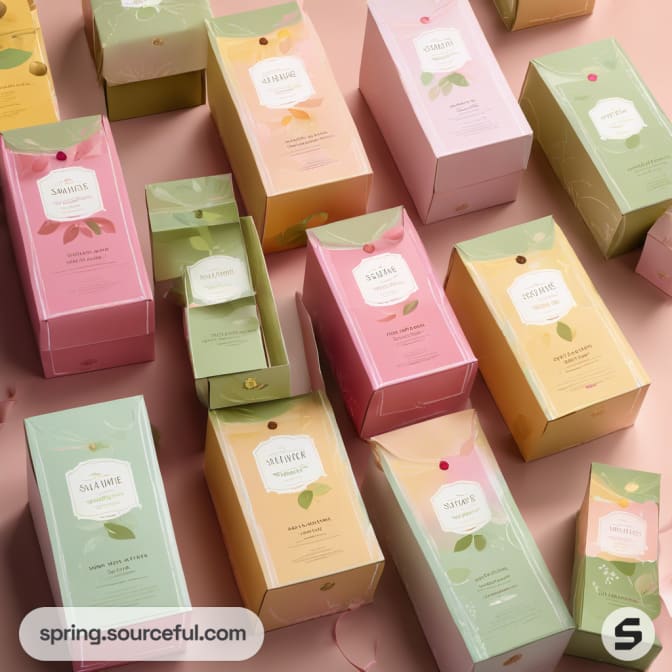 Assorted pastel boxes with floral designs