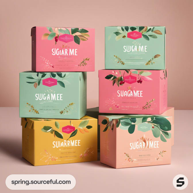 Stacked boxes with floral and fruit designs
