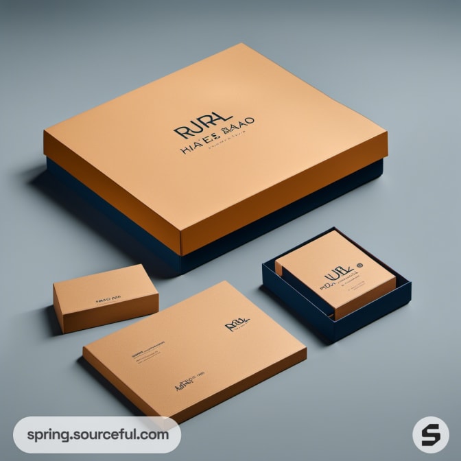 Flat orange and blue boxes on a blue surface.