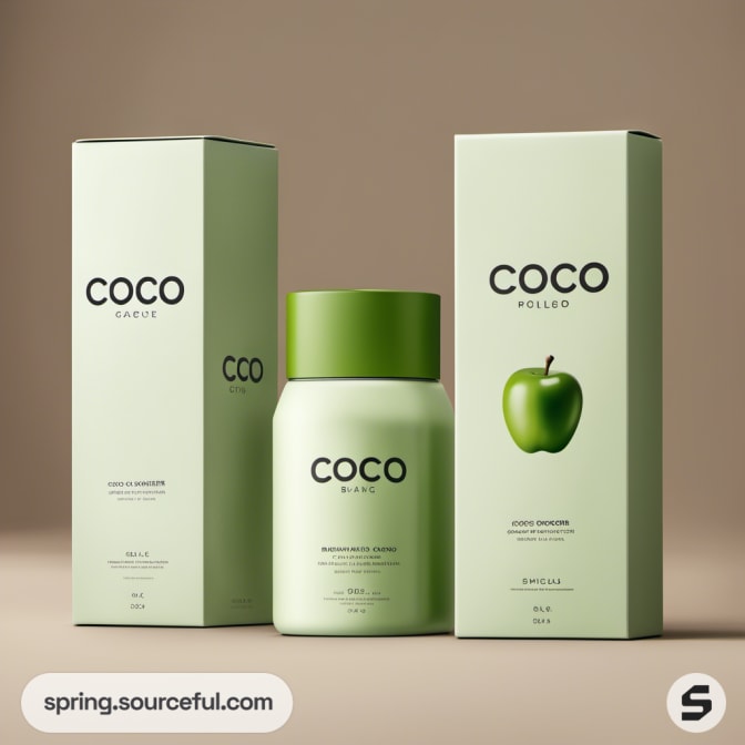 Green skincare boxes with apple illustration.