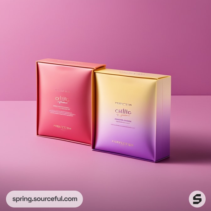 Two gradient boxes on pink background.