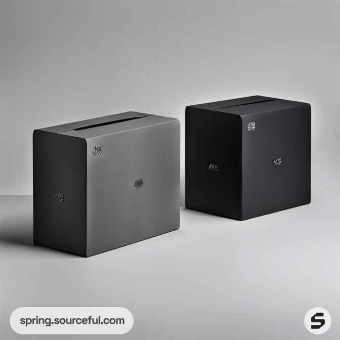 Two cube-shaped boxes with slot tops in gray shades.