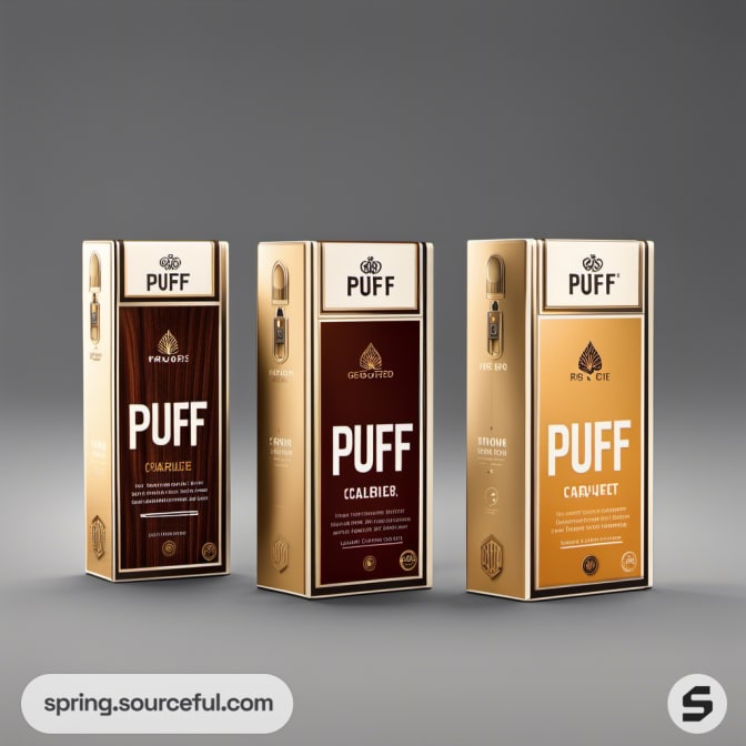 Three vertical boxes labeled PUFF with different shades of brown.