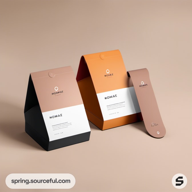 Black and orange angled sock boxes with flat sleeve.