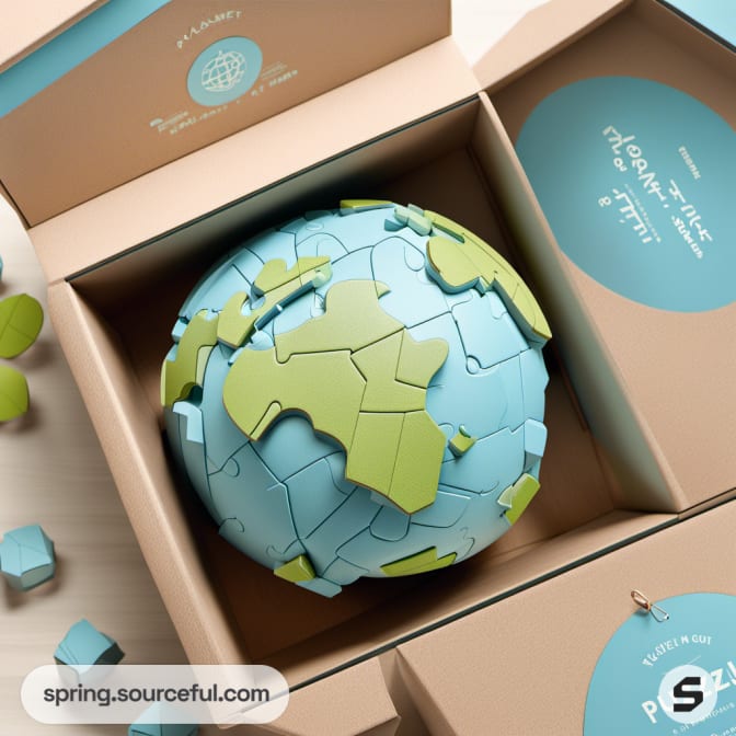 Open box with 3D globe puzzle inside.