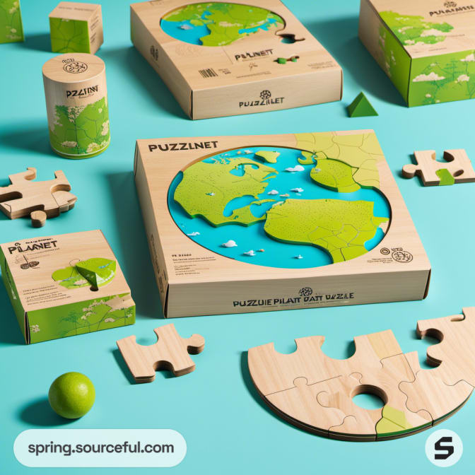 Various planet-themed puzzles on a blue surface.