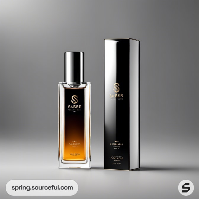 Single perfume bottle with ombre brown gradient and box.