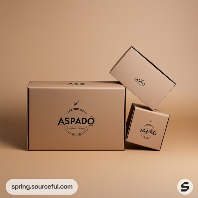 Two brown cardboard boxes against tan background.