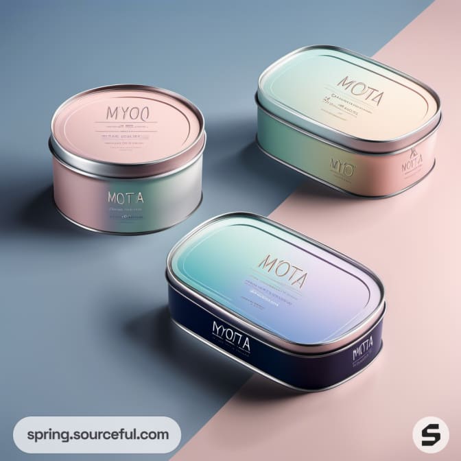 Gradient tin cans on pastel background