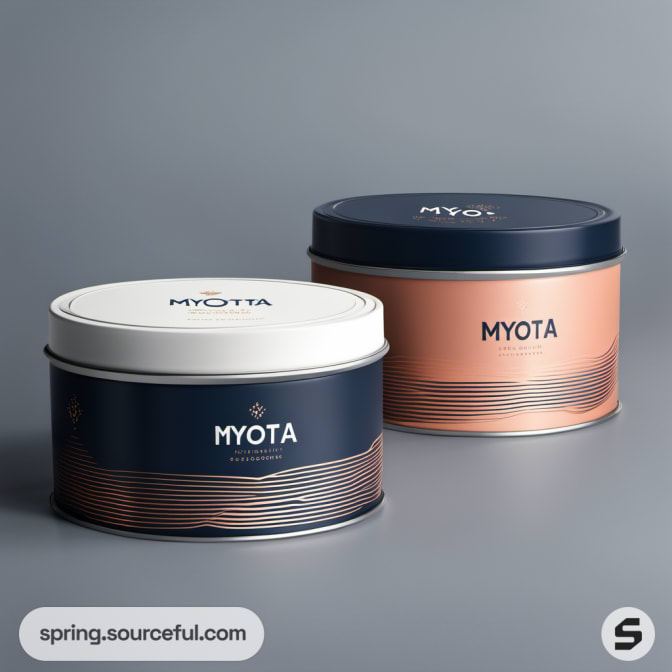 Two elegant tin cans with wave designs