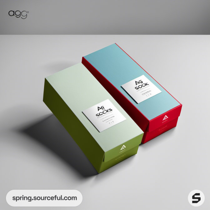 Two sleek sock boxes in green and red tones.