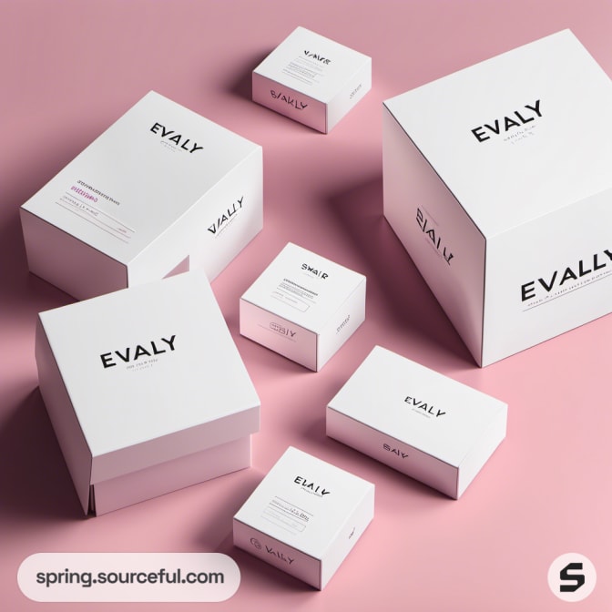 Minimal pink boxes on pink surface.