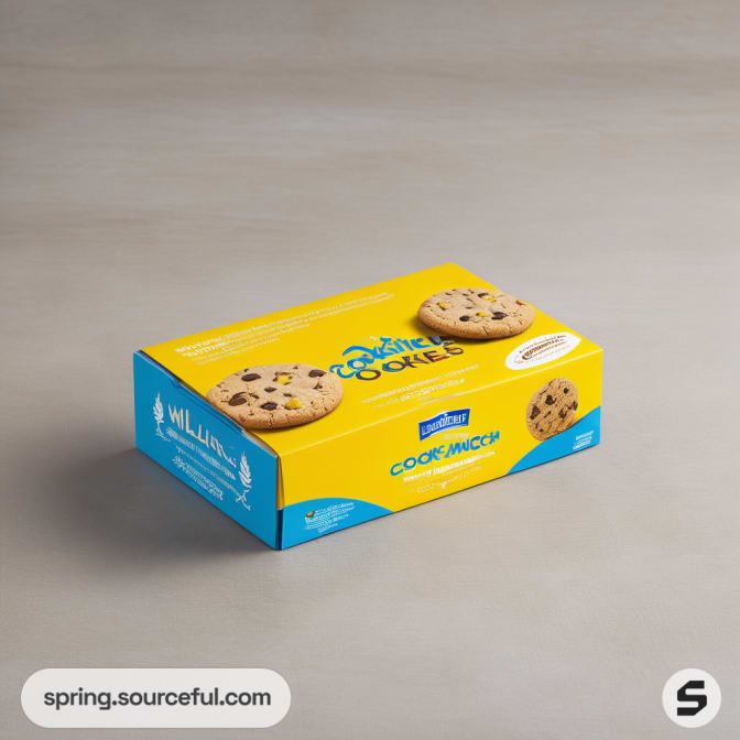 Cookie box with variety of cookies on tablescape.