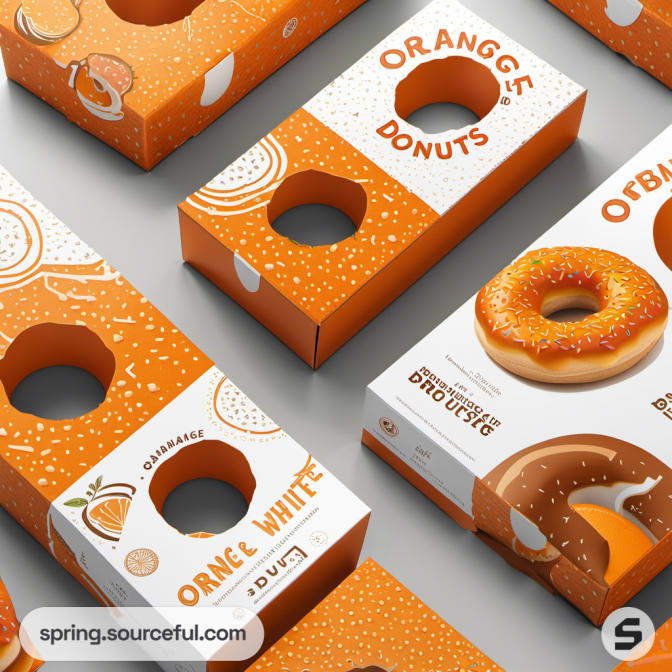 Orange donut boxes with circular cutout design