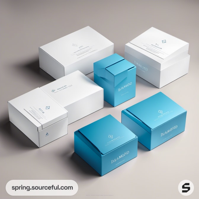 Combination of turquoise and white packaging boxes