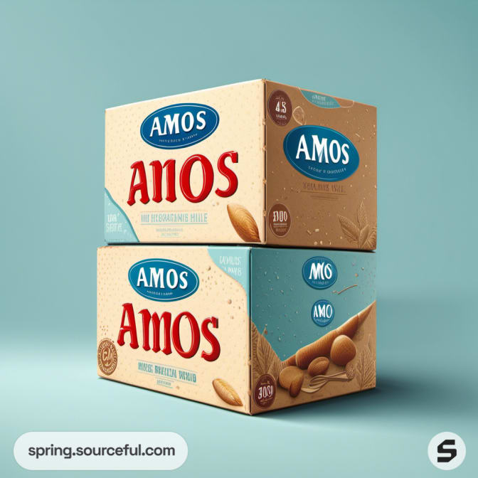 Stacked boxes with large and small text and nut imagery.