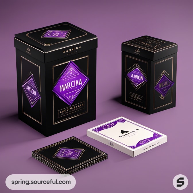 Tall black boxes with purple geometric labels.