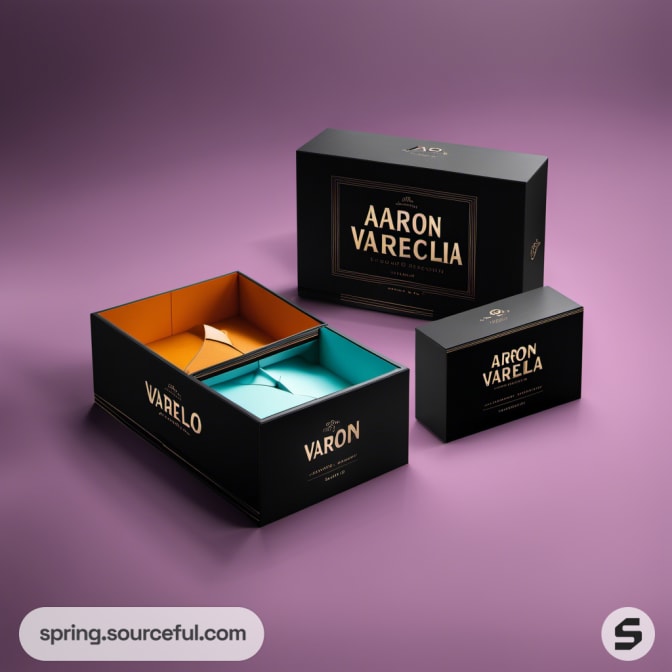 Nested black boxes with colorful interiors.