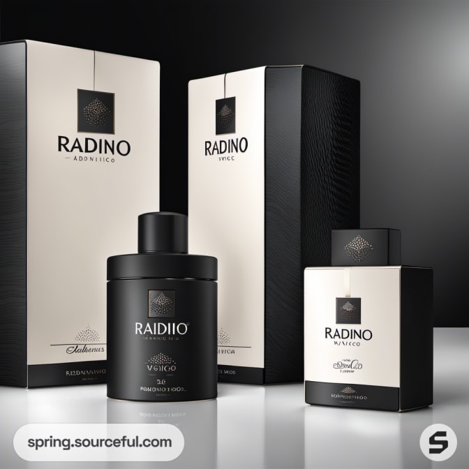 Black and white elegant product packaging with minimalist design