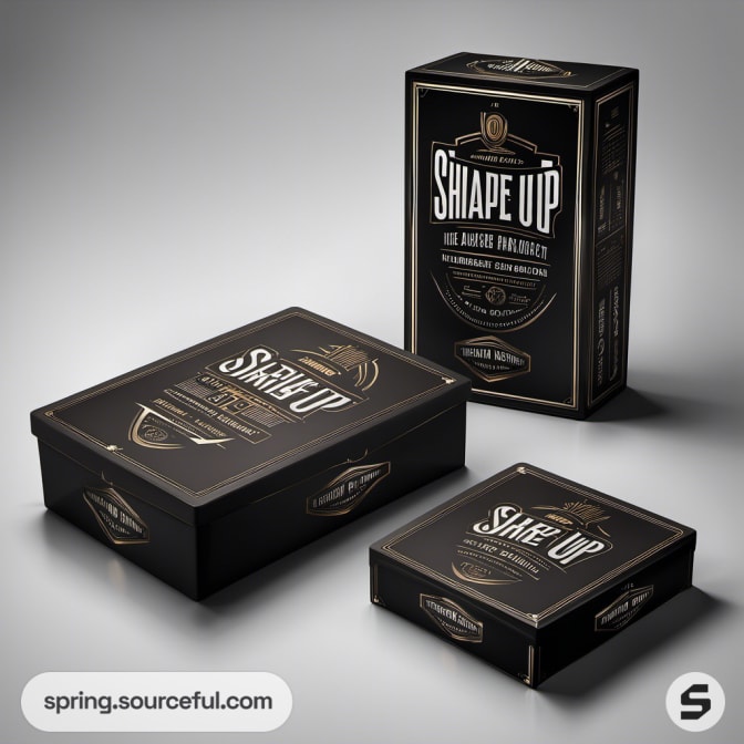 Dark-themed packaging with 'Shape Up' text in bold white and gold.