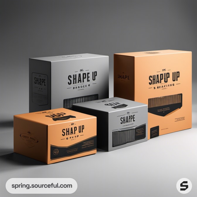 Orange and gray rectangular boxes featuring 'Shape Up' branding.