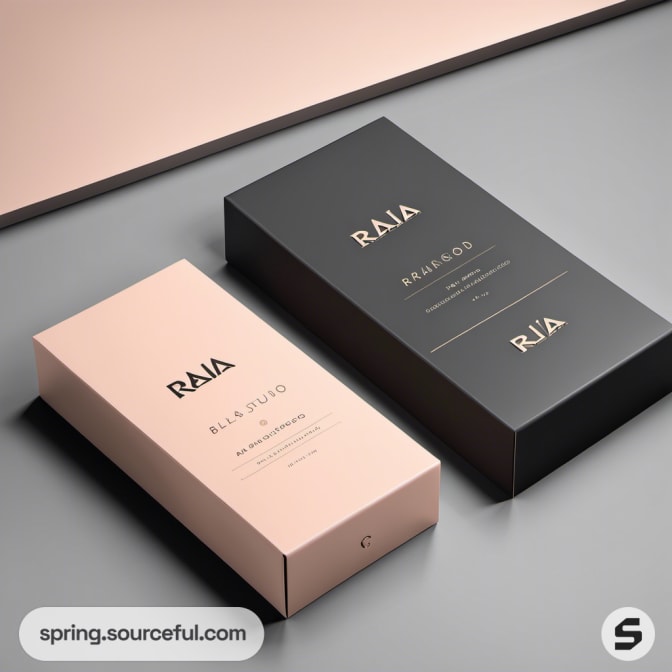 Elegant pink and black box packaging with subtle branding.