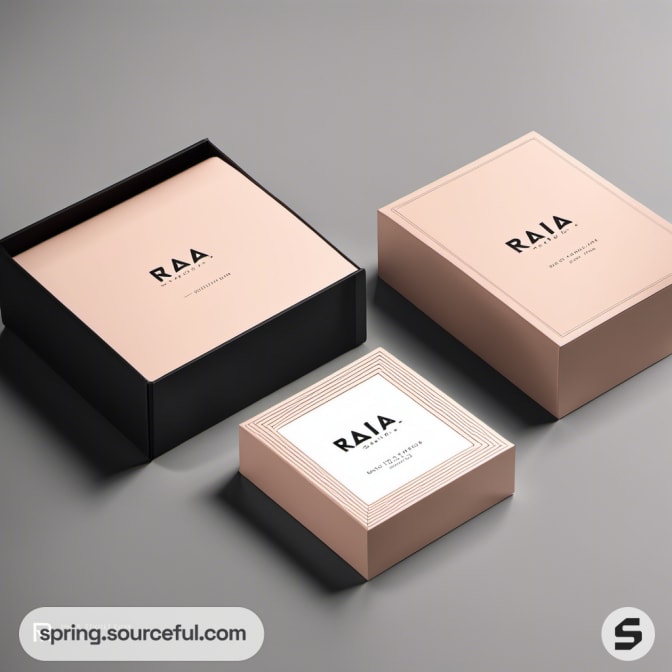 Pink and black minimalist box packaging.