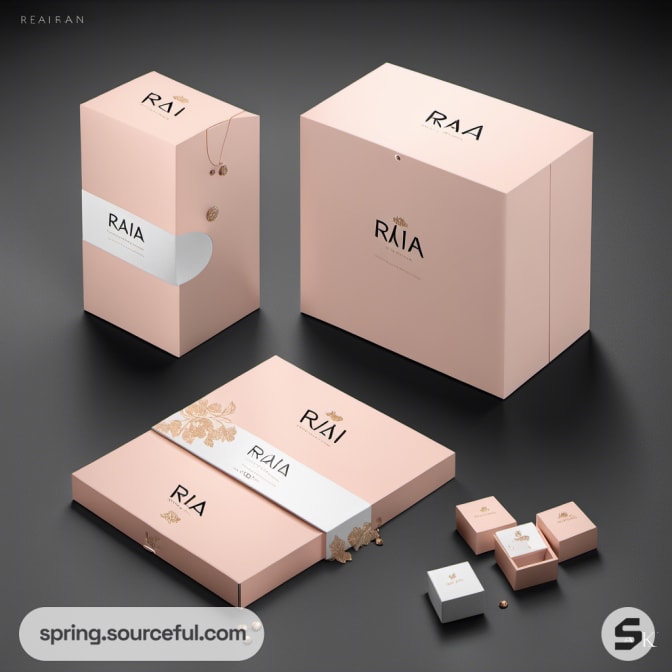 Luxurious pink boxes with floral accents.