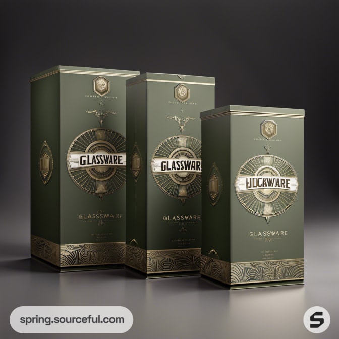 Green tall box set with vintage glassware design.