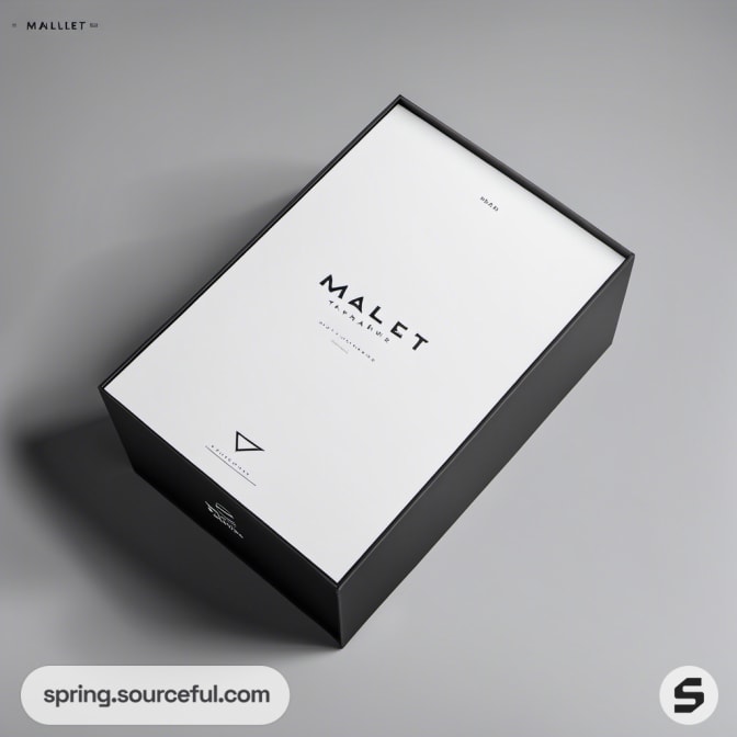 White lid and black base shoe box with clean typography.