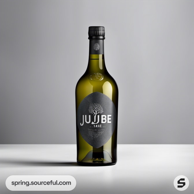 Single olive-green bottle with dark-themed label, minimalist design.