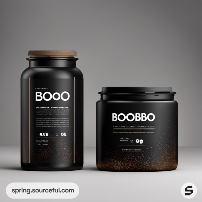 Black containers with gradient effect on gray background.