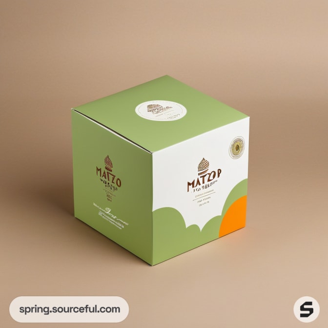 Green box with white and orange accents.